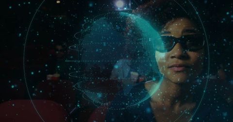 Woman Engaging in Virtual Reality World in Theater