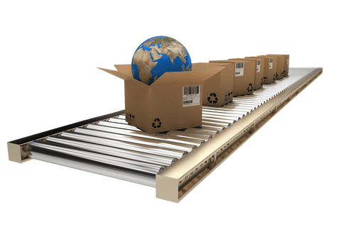Transparent Conveyor Belt with Boxes and Globe Inside - Download Free Stock Videos Pikwizard.com