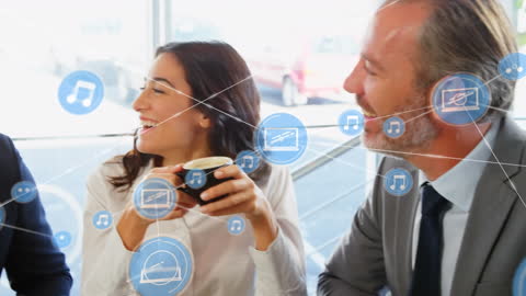 Engaged Team Networking Over Coffee