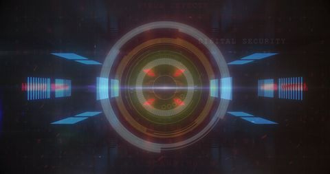 Digital Interface with Futuristic Neon Laser Scan Lines