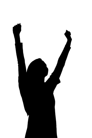 Silhouette of woman in athletic pose on transparent background