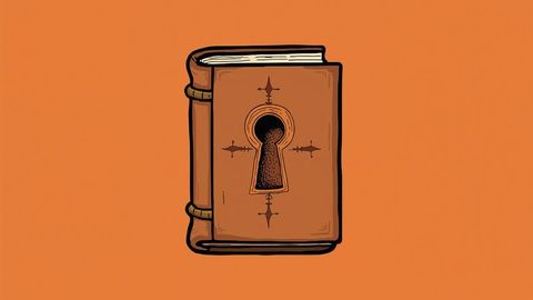 Vintage leather bound book with intricate keyhole design