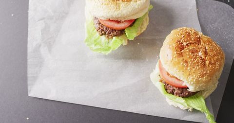 Delicious Homemade Burgers with Lettuce and Tomato