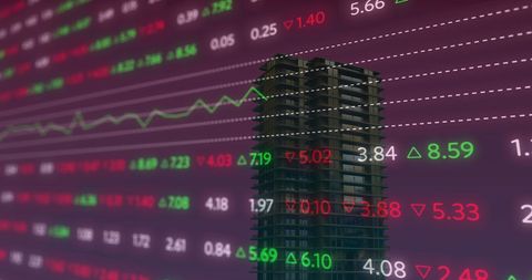 Building Surrounded by Financial Data Visualization on Digital Interface - Download Free Stock Images Pikwizard.com