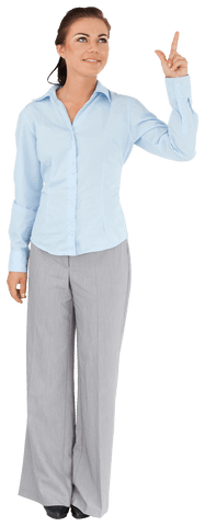Transparent Image of Caucasian Woman in Business Attire Pointing
