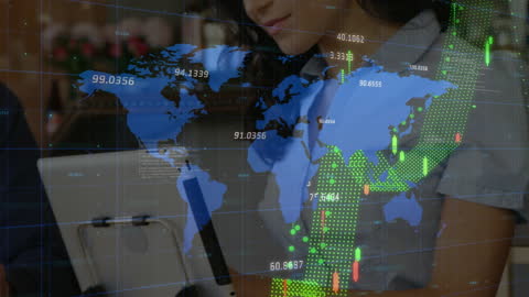 Businesswoman Analyzing Financial Data on Digital Tablet