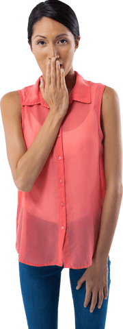 transparent shirt woman covering mouth surprise gesture - Download Free Stock Videos Pikwizard.com