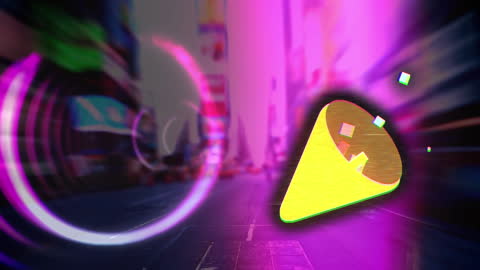 Animated Digital Tunnel with Vibrant Confetti Effect