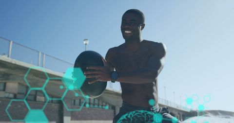 African American Man Exercising with Medicine Ball Outdoors - Download Free Stock Images Pikwizard.com