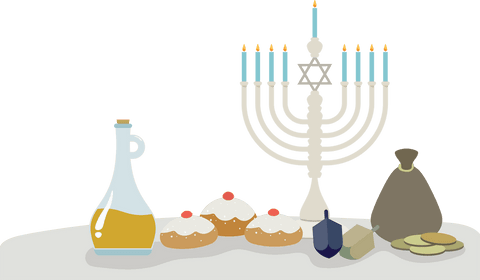transparent hanukkah celebration items on tabletop illustration - Download Free Stock Videos Pikwizard.com