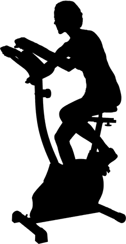 Transparent woman drinking water during workout on exercise machine