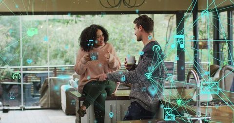 Couple in digital networked home environment