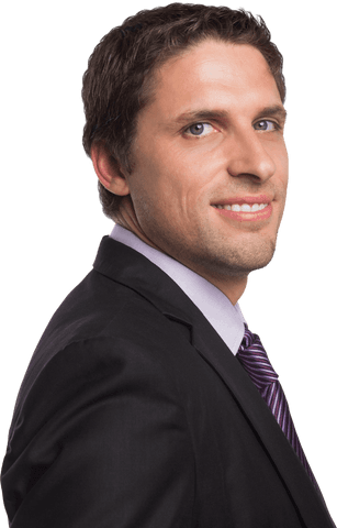 Confident Businessman with Green Eyes in Transparent Background