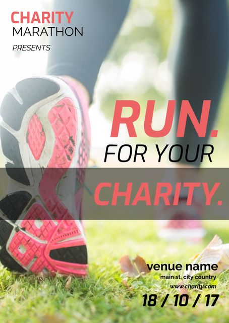 Charity Marathon Poster with Focus on Running Shoes - Download Free Stock Templates Pikwizard.com