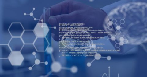 Scientist Analyzing Digital Data with Molecular Structures Illustration - Download Free Stock Images Pikwizard.com