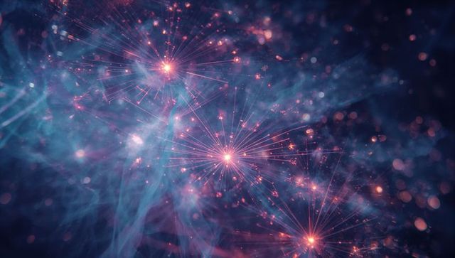 Intricate cosmic network with luminous radiant designs