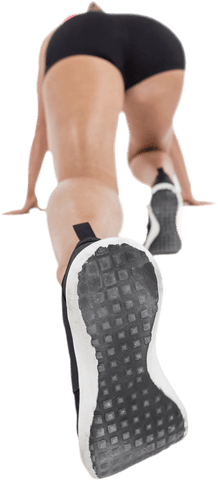 Transparent Background of Female Athlete in Sprinter Stance