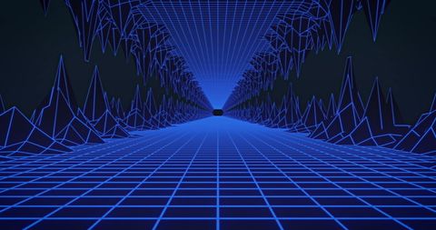 Futuristic Neon Data Grid Landscape - Download Free Stock Images Pikwizard.com