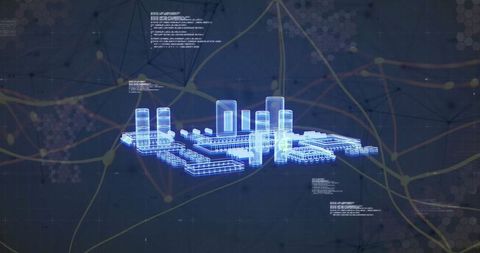 Futuristic Holographic City Model on Digital Grid