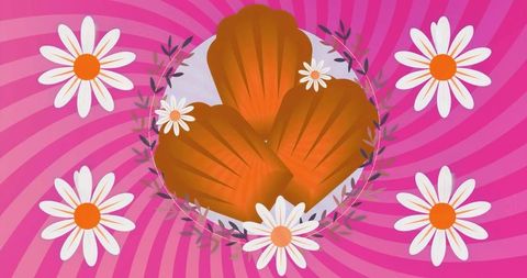 Scallop Shaped Pastries with Vibrant Daisy Accessories