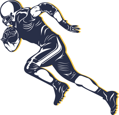 Dynamic football player on transparent background in bold graphic style