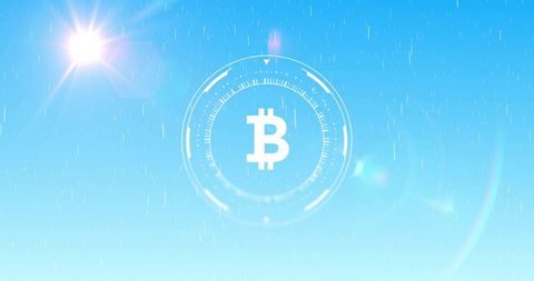 Bitcoin Symbol Amid Digital Interface Under Clear Blue Sky - Download Free Stock Images Pikwizard.com