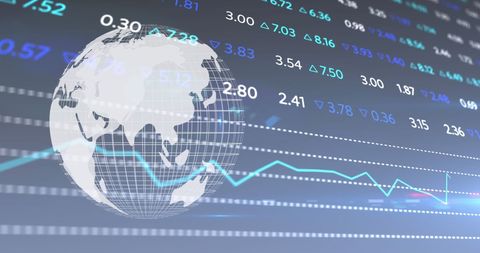 Global Financial Data Visualization with Spinning Earth Concept - Download Free Stock Images Pikwizard.com