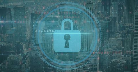 Cybersecurity Encryption Concept Over Urban Cityscape - Download Free Stock Images Pikwizard.com