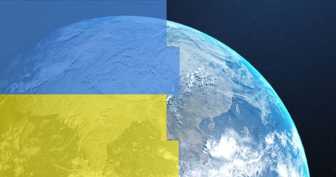 Digital Earth with Ukrainian Flag Colors Overlay - Download Free Stock Images Pikwizard.com