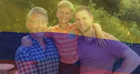 Joyful Multi-Generational Family with Colombian Pride
