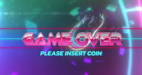 Retro game over screen with digital tunnel