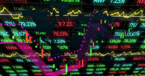 Global Financial Market Trends Visualized on Digital Screen