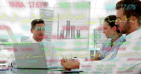 Digital Trading Board Overlay on Business Meeting