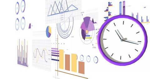 Clock and Data Visualization on Abstract Background - Download Free Stock Images Pikwizard.com