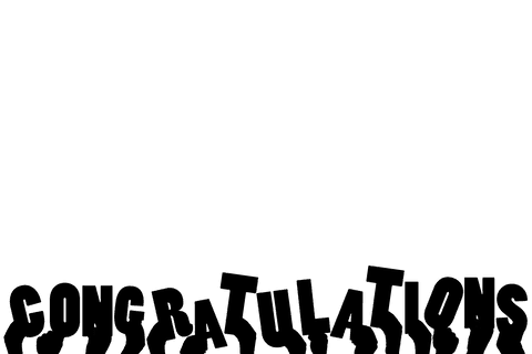 Transparency congratulations text with digital hands illustration