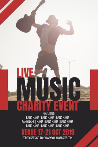 energetic musician jumping for exciting charity event - Download Free Stock Templates Pikwizard.com