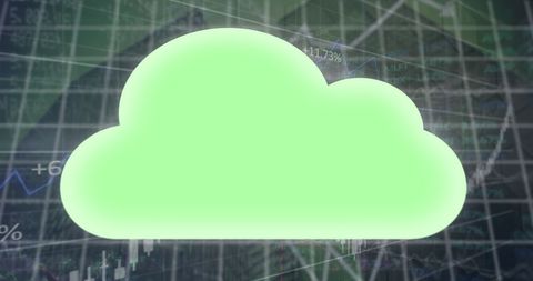 This visual represents modern cloud computing with a glowing cloud icon overlaying digital analytics graphics. It symbolizes connections in technology and data predictions, and can be used for presentations, marketing materials, or explaining IT solutions and services.