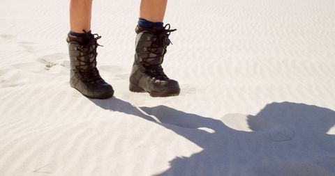 Hiking Boots on Sandy Desert Pathway Adventure - Download Free Stock Images Pikwizard.com