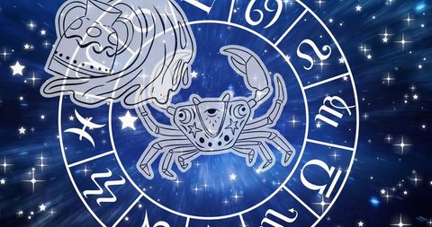 Horoscope Zodiac Symbols on Starry Blue Background