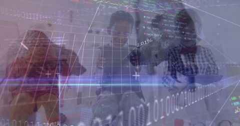 children learning technology with virtual financial charts - Download Free Stock Images Pikwizard.com