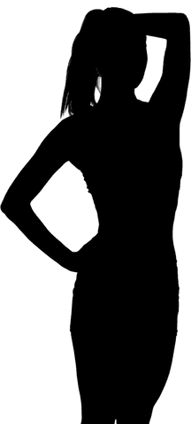 Digital silhouette of woman with ponytail on transparent background