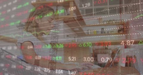 multi-exposure of woman, stock market chart and construction site - Download Free Stock Images Pikwizard.com