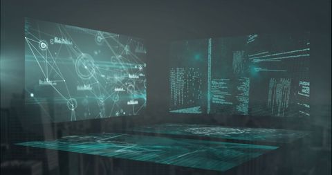 Futuristic Data Screens in Digital Network Concept - Download Free Stock Images Pikwizard.com