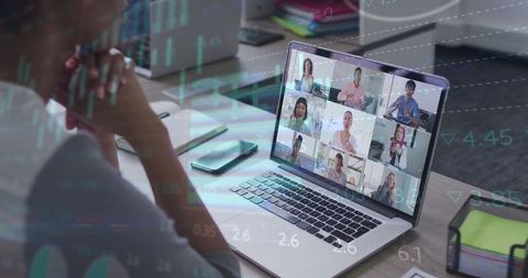 Professional Engaged in Virtual Business Meeting with Colleagues