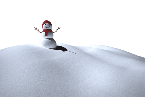 Snowman Figure with Red Scarf on Transparent Background