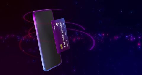 credit card and smartphone with digital glowing effects for mobile payment - Download Free Stock Images Pikwizard.com