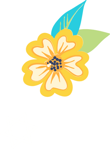 Transparent minimalist yellow flower with leaves and star