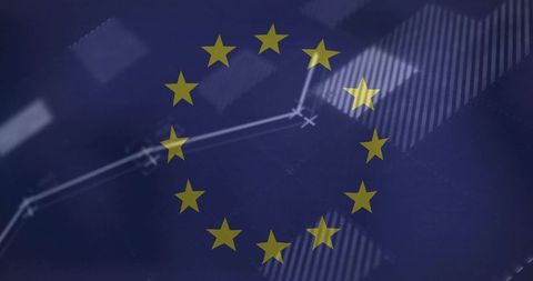 European Union Stars on Digital Graph Innovation Background