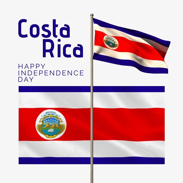 Costa rica independence day text banner and waving costa rica flag against white background - Download Free Stock Videos Pikwizard.com