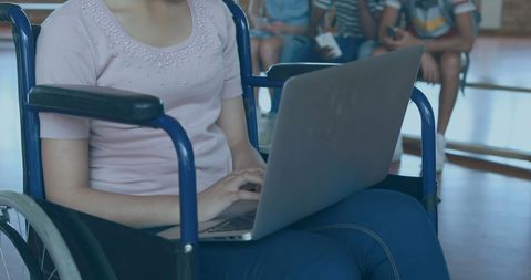 Young Woman in Wheelchair Using Laptop Indoors - Download Free Stock Images Pikwizard.com